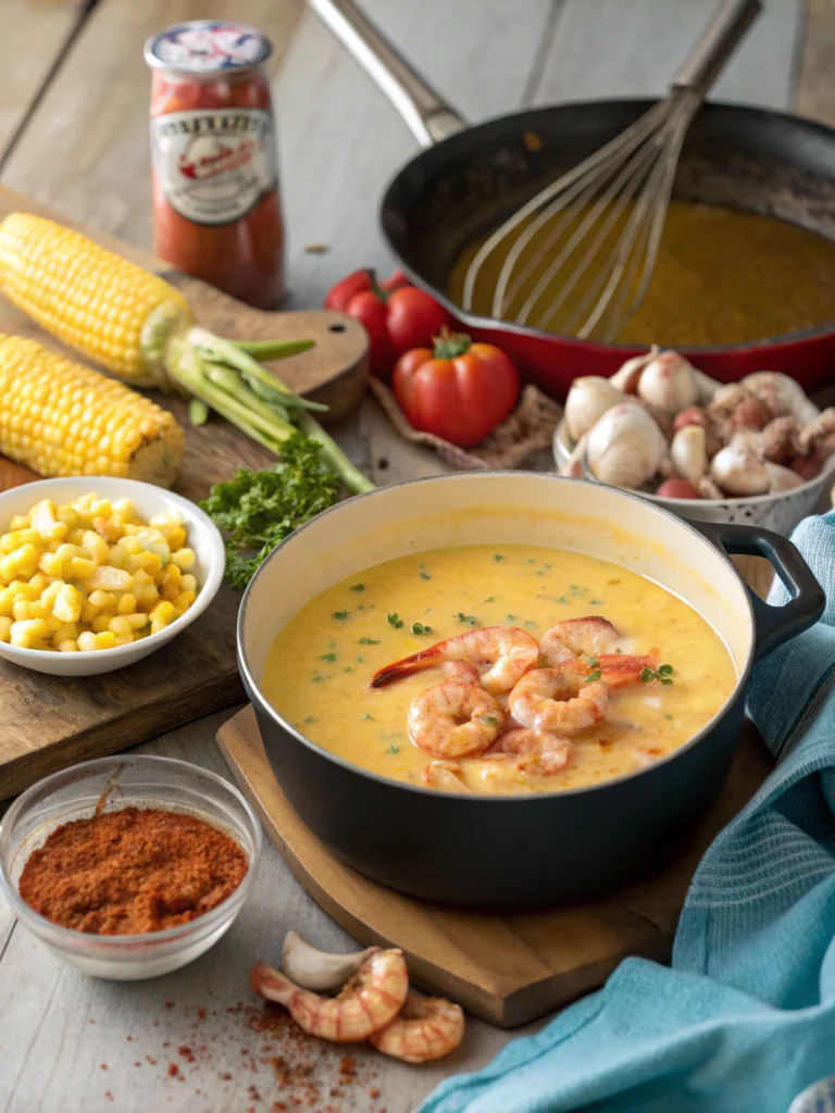 New Orleans Shrimp and Corn Bisque ingredients