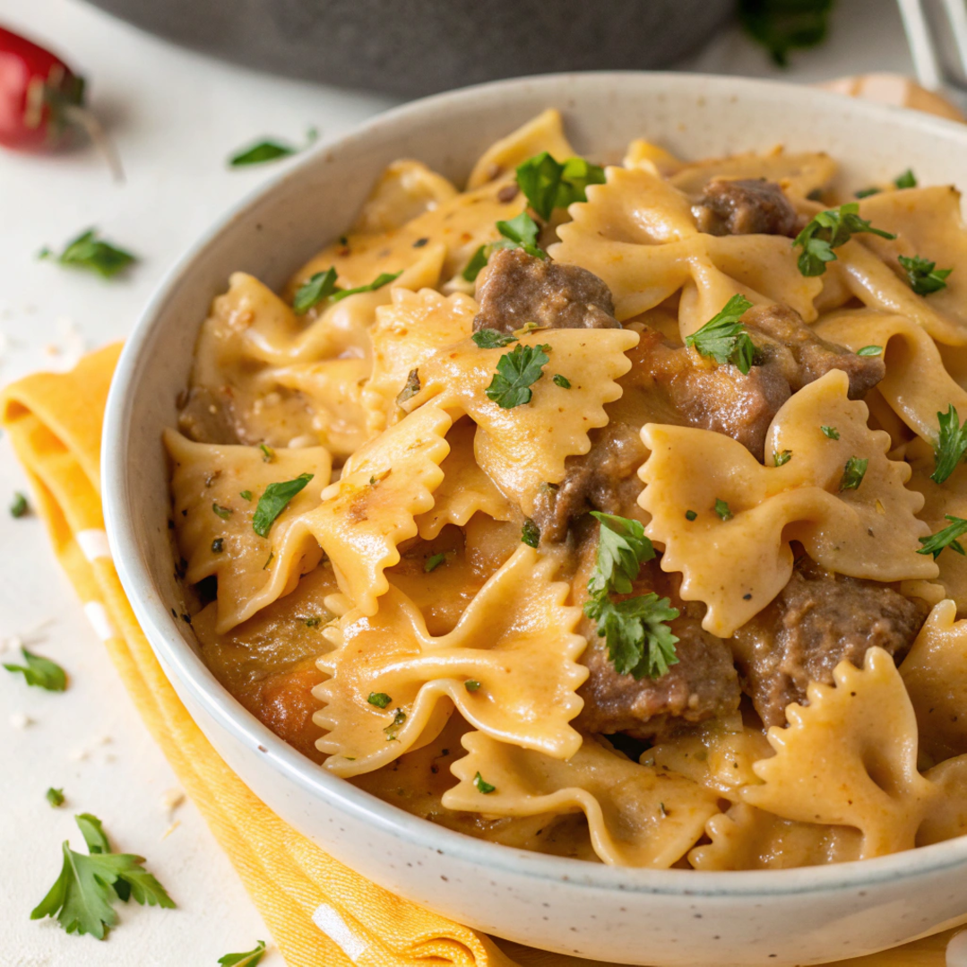 Creamy Garlic Beef Pasta