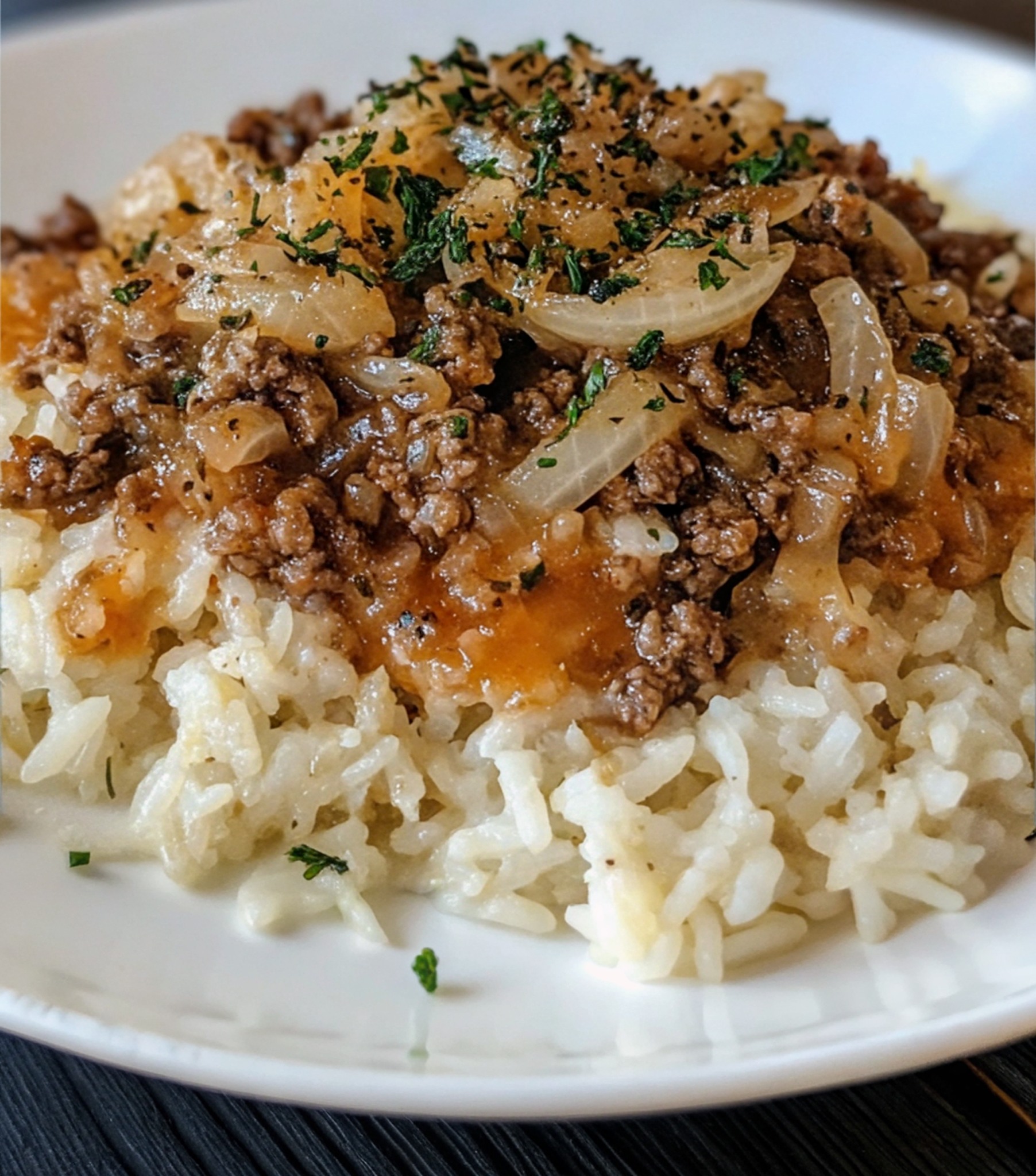 French Onion Ground Beef And Rice Casserole